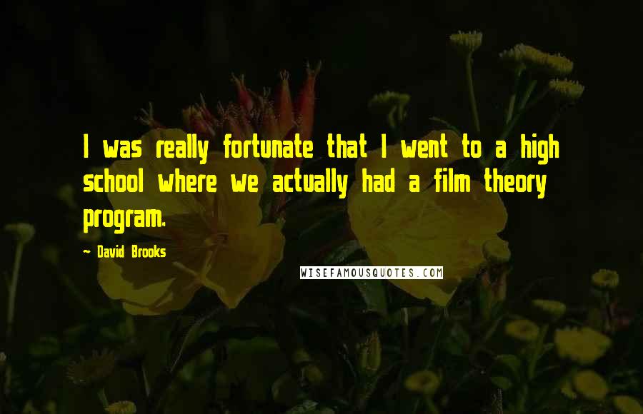 David Brooks Quotes: I was really fortunate that I went to a high school where we actually had a film theory program.