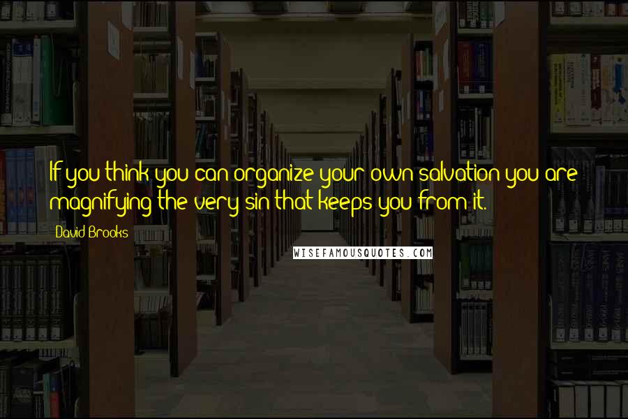 David Brooks Quotes: If you think you can organize your own salvation you are magnifying the very sin that keeps you from it.
