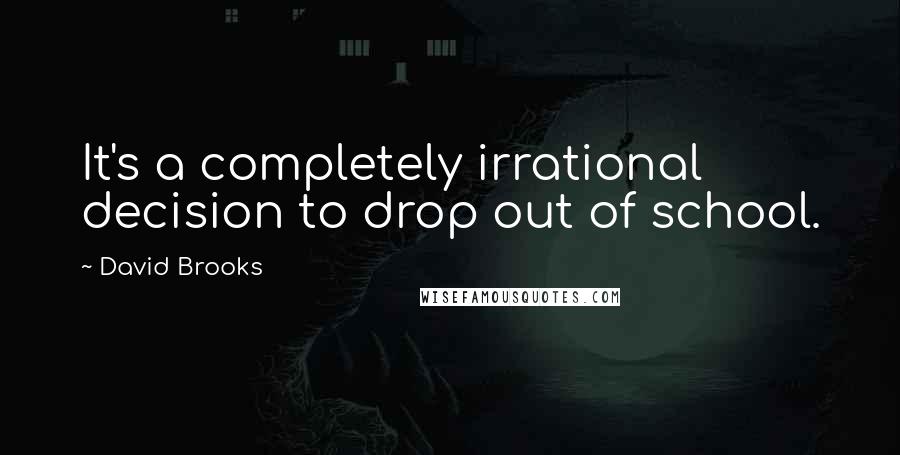 David Brooks Quotes: It's a completely irrational decision to drop out of school.