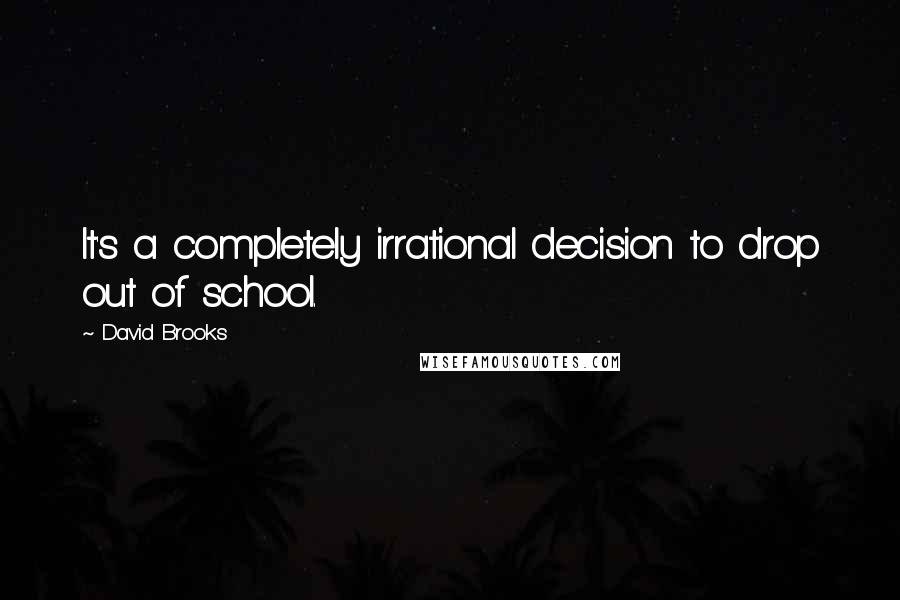 David Brooks Quotes: It's a completely irrational decision to drop out of school.