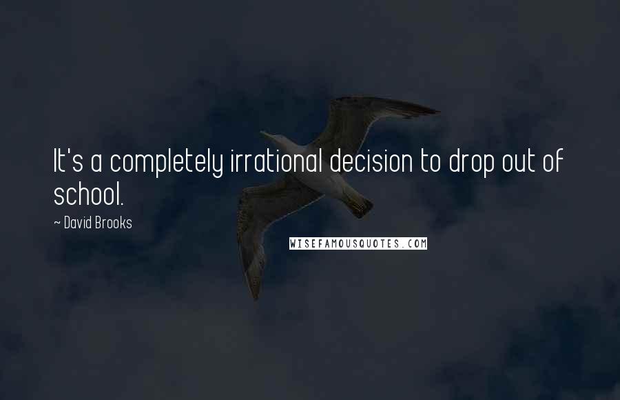 David Brooks Quotes: It's a completely irrational decision to drop out of school.