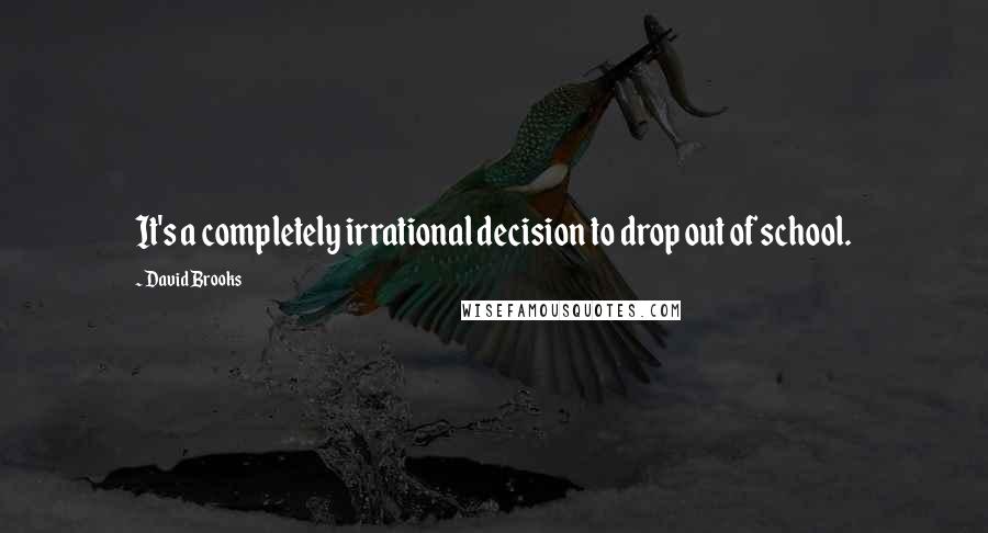 David Brooks Quotes: It's a completely irrational decision to drop out of school.