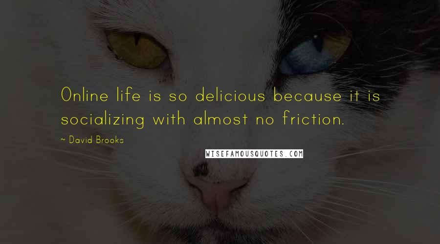 David Brooks Quotes: Online life is so delicious because it is socializing with almost no friction.