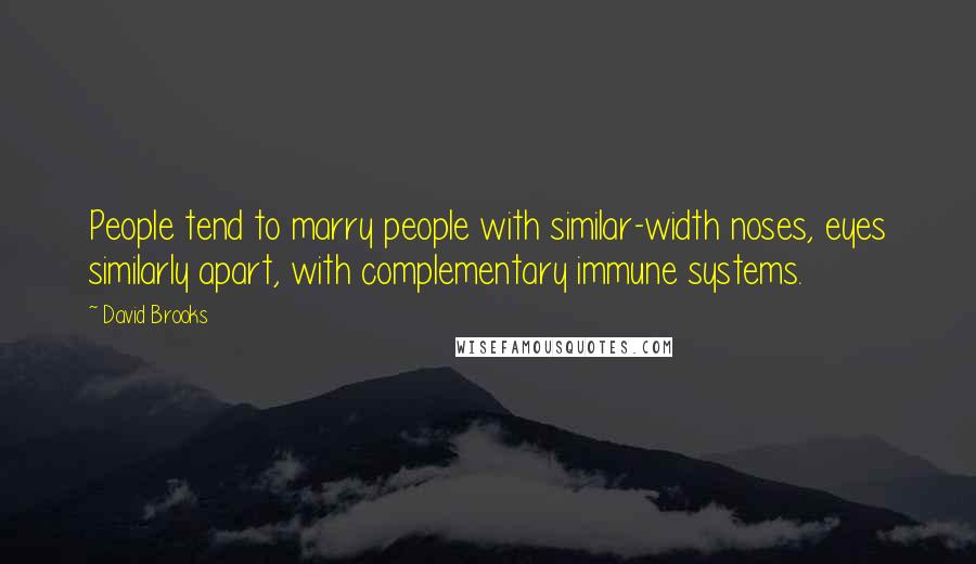 David Brooks Quotes: People tend to marry people with similar-width noses, eyes similarly apart, with complementary immune systems.