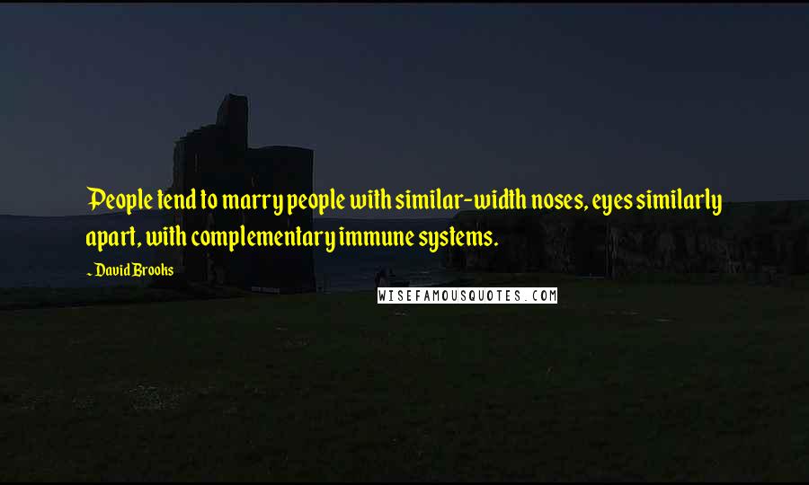 David Brooks Quotes: People tend to marry people with similar-width noses, eyes similarly apart, with complementary immune systems.