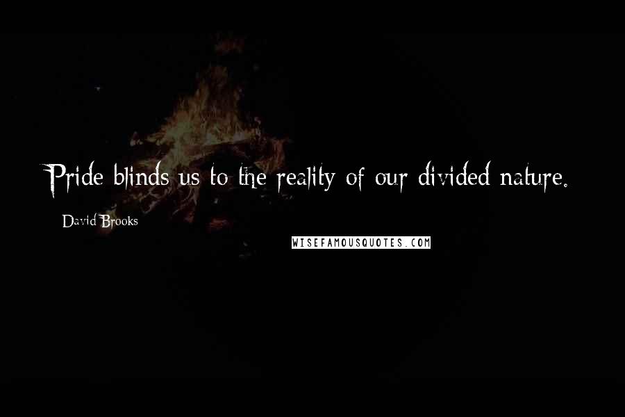 David Brooks Quotes: Pride blinds us to the reality of our divided nature.