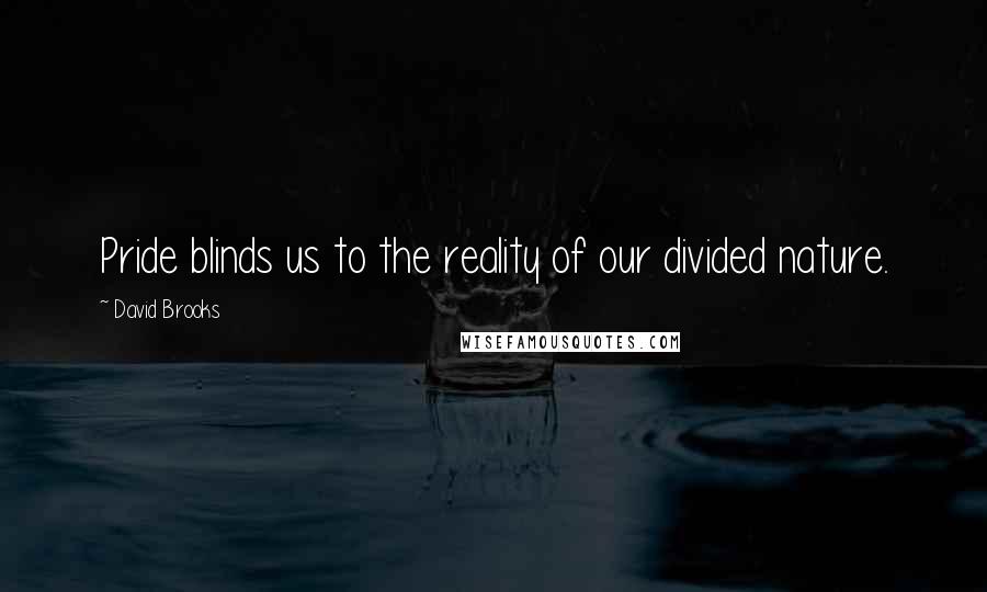David Brooks Quotes: Pride blinds us to the reality of our divided nature.