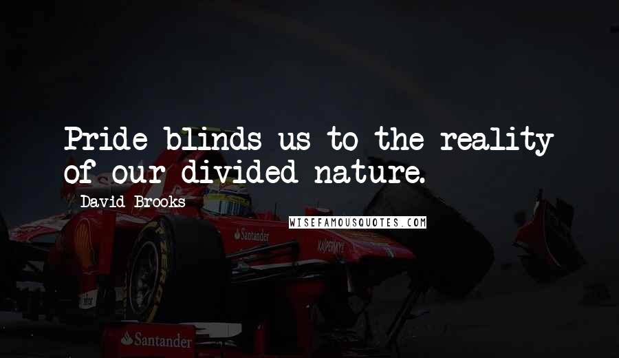 David Brooks Quotes: Pride blinds us to the reality of our divided nature.