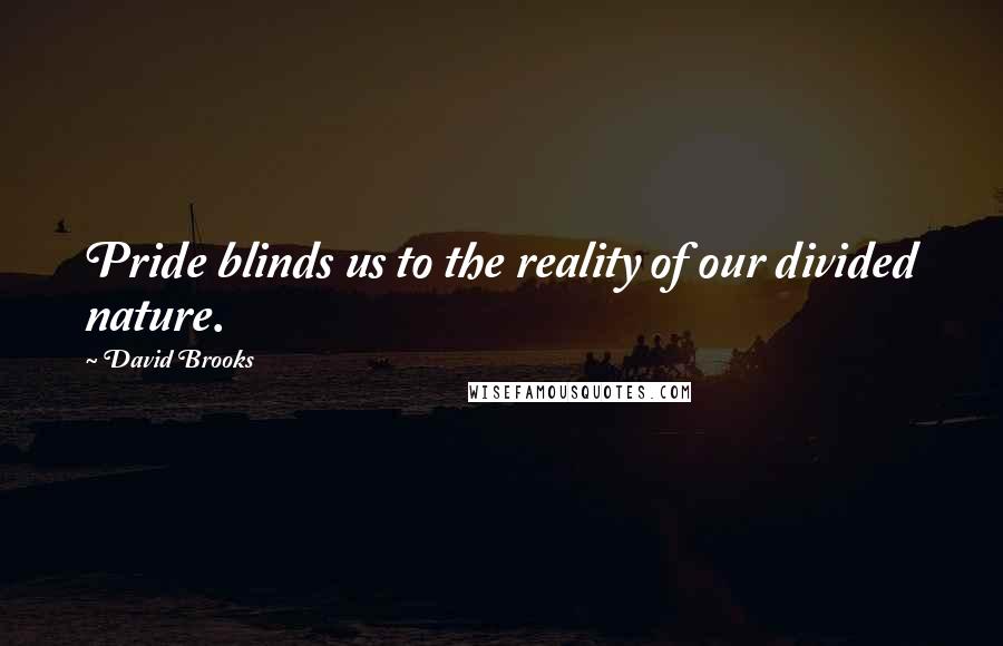 David Brooks Quotes: Pride blinds us to the reality of our divided nature.
