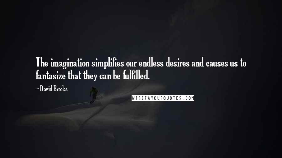 David Brooks Quotes: The imagination simplifies our endless desires and causes us to fantasize that they can be fulfilled.
