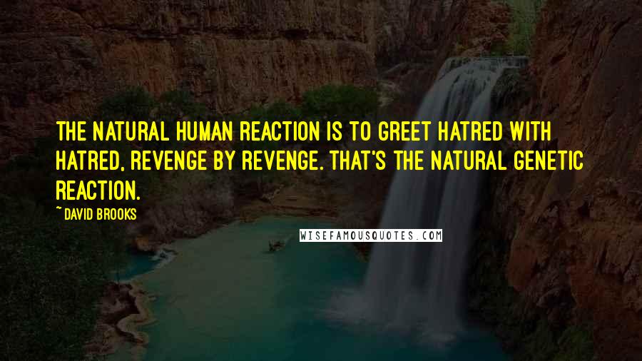 David Brooks Quotes: The natural human reaction is to greet hatred with hatred, revenge by revenge. That's the natural genetic reaction.