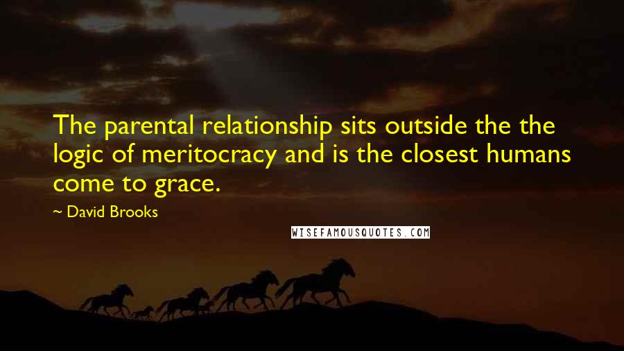 David Brooks Quotes: The parental relationship sits outside the the logic of meritocracy and is the closest humans come to grace.