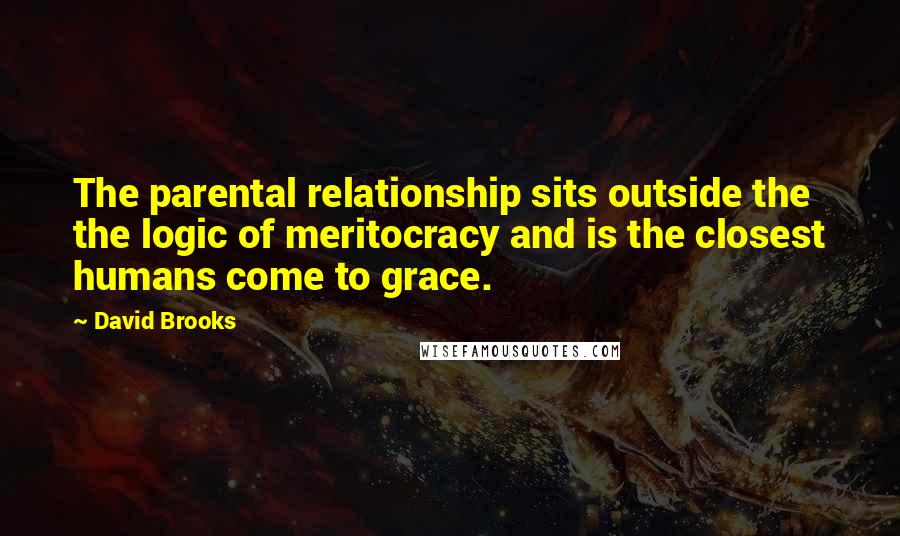 David Brooks Quotes: The parental relationship sits outside the the logic of meritocracy and is the closest humans come to grace.