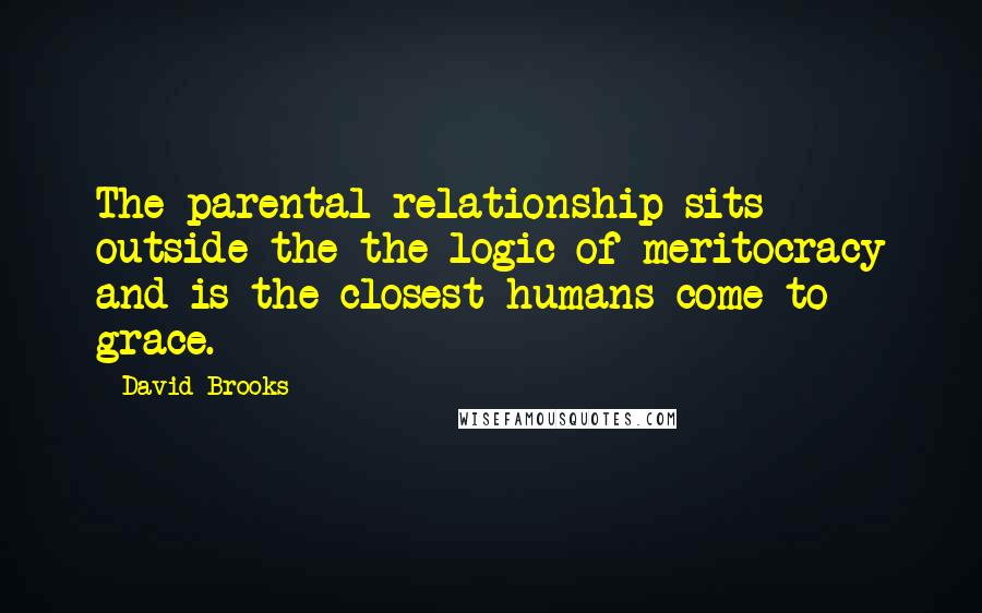 David Brooks Quotes: The parental relationship sits outside the the logic of meritocracy and is the closest humans come to grace.