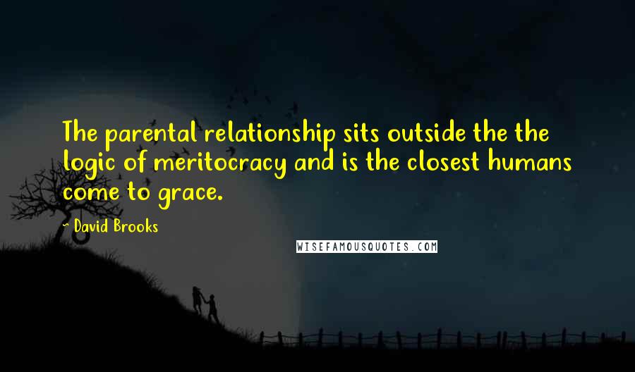 David Brooks Quotes: The parental relationship sits outside the the logic of meritocracy and is the closest humans come to grace.