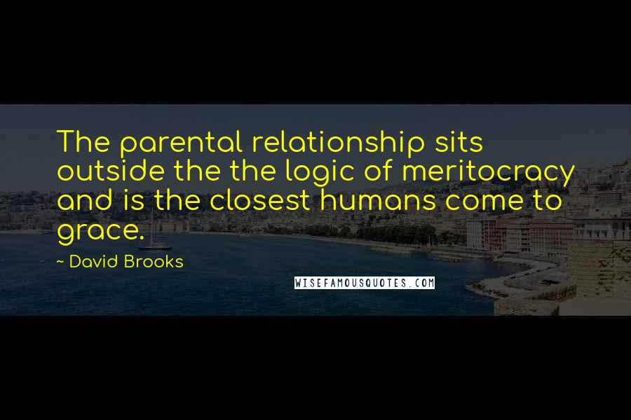 David Brooks Quotes: The parental relationship sits outside the the logic of meritocracy and is the closest humans come to grace.