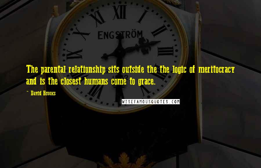 David Brooks Quotes: The parental relationship sits outside the the logic of meritocracy and is the closest humans come to grace.