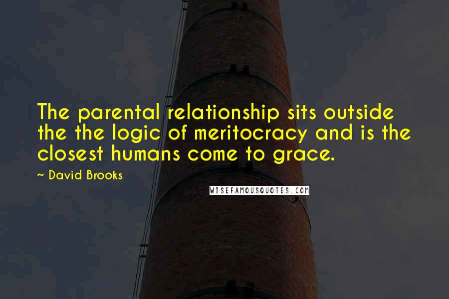 David Brooks Quotes: The parental relationship sits outside the the logic of meritocracy and is the closest humans come to grace.