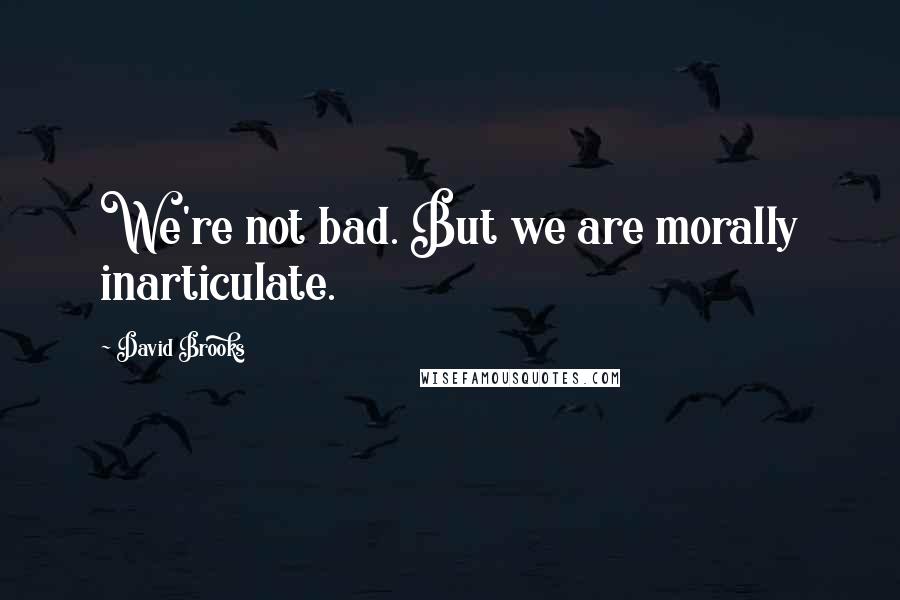 David Brooks Quotes: We're not bad. But we are morally inarticulate.