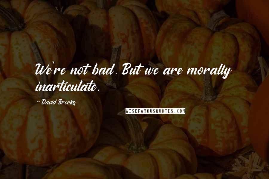 David Brooks Quotes: We're not bad. But we are morally inarticulate.