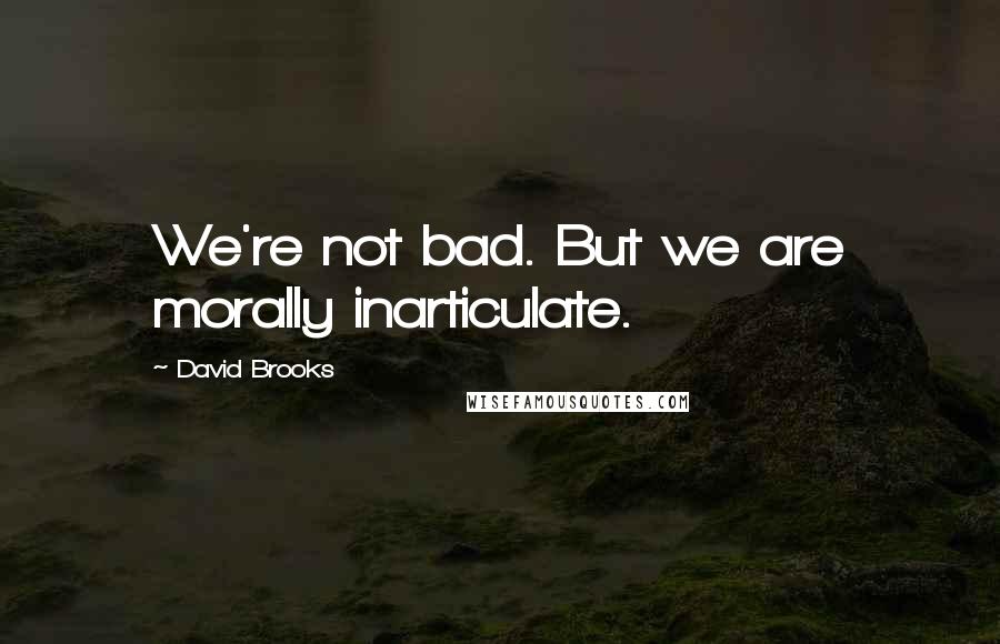 David Brooks Quotes: We're not bad. But we are morally inarticulate.