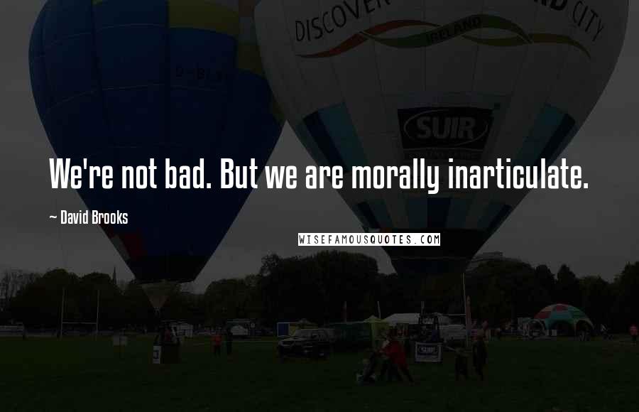 David Brooks Quotes: We're not bad. But we are morally inarticulate.