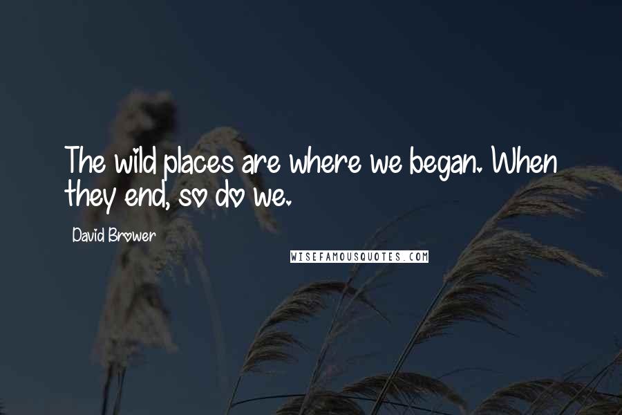 David Brower Quotes: The wild places are where we began. When they end, so do we.