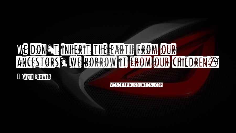 David Brower Quotes: We don't inherit the earth from our ancestors, we borrow it from our children.