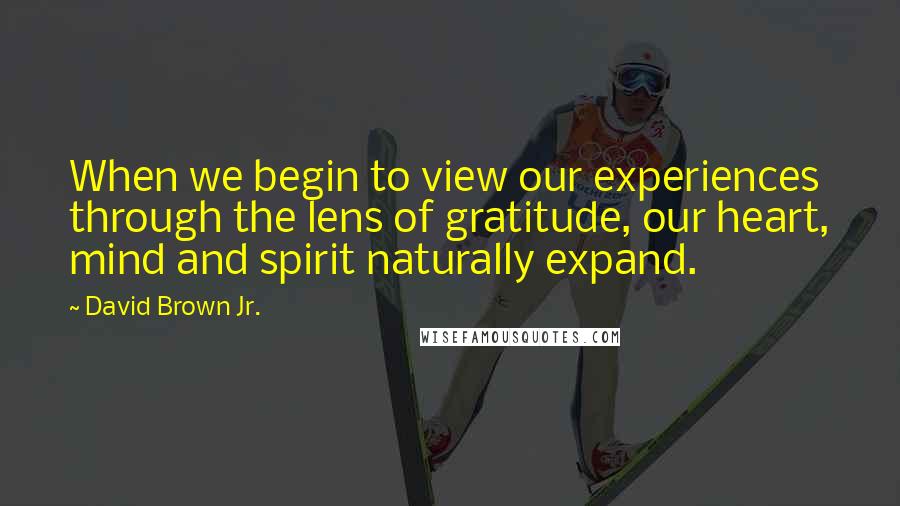 David Brown Jr. Quotes: When we begin to view our experiences through the lens of gratitude, our heart, mind and spirit naturally expand.