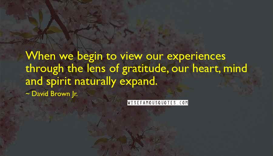 David Brown Jr. Quotes: When we begin to view our experiences through the lens of gratitude, our heart, mind and spirit naturally expand.