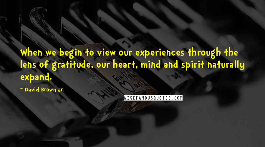 David Brown Jr. Quotes: When we begin to view our experiences through the lens of gratitude, our heart, mind and spirit naturally expand.