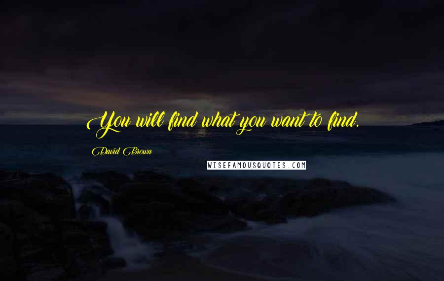 David Brown Quotes: You will find what you want to find.