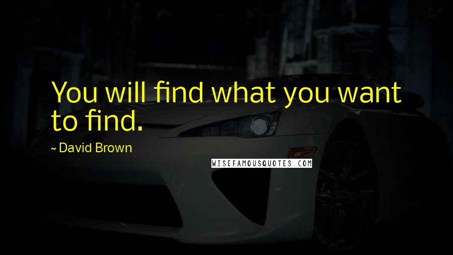 David Brown Quotes: You will find what you want to find.