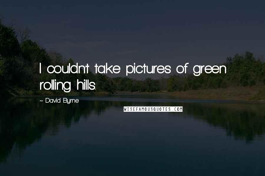 David Byrne Quotes: I couldn't take pictures of green rolling hills.