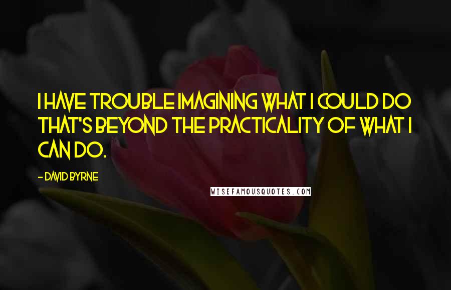 David Byrne Quotes: I have trouble imagining what I could do that's beyond the practicality of what I can do.