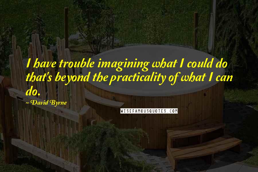 David Byrne Quotes: I have trouble imagining what I could do that's beyond the practicality of what I can do.