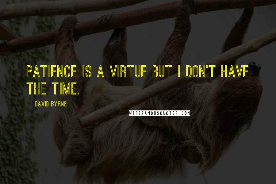 David Byrne Quotes: Patience is a virtue but I don't have the time.