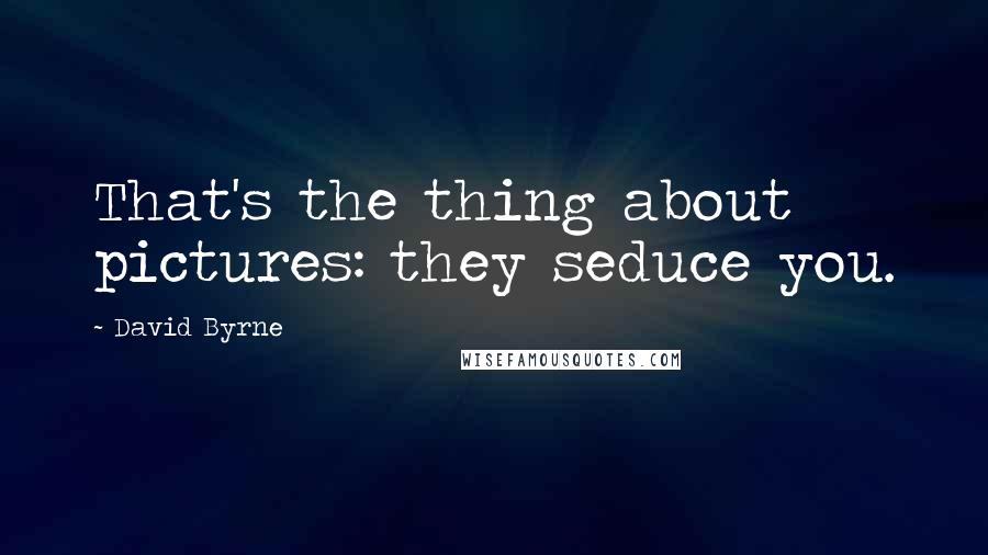 David Byrne Quotes: That's the thing about pictures: they seduce you.