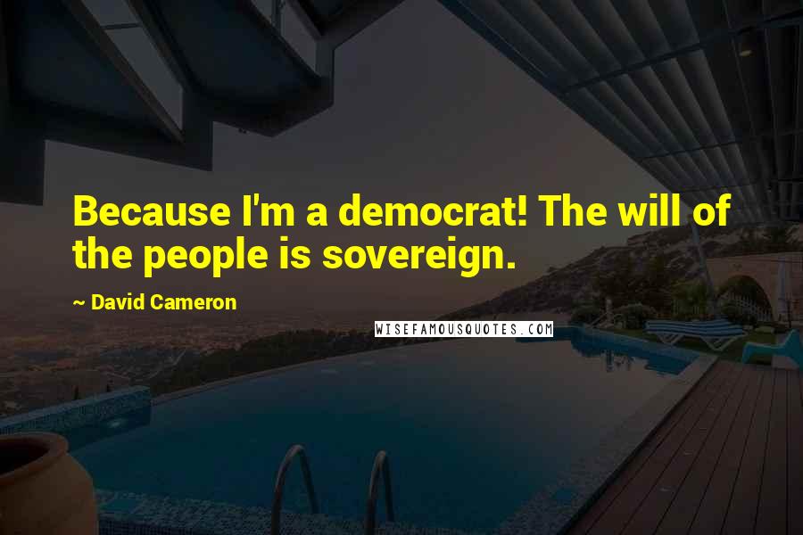 David Cameron Quotes: Because I'm a democrat! The will of the people is sovereign.