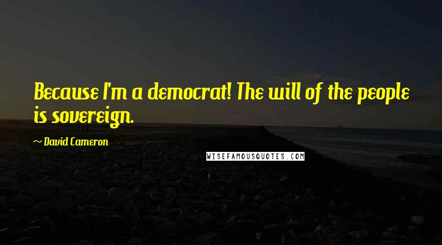 David Cameron Quotes: Because I'm a democrat! The will of the people is sovereign.