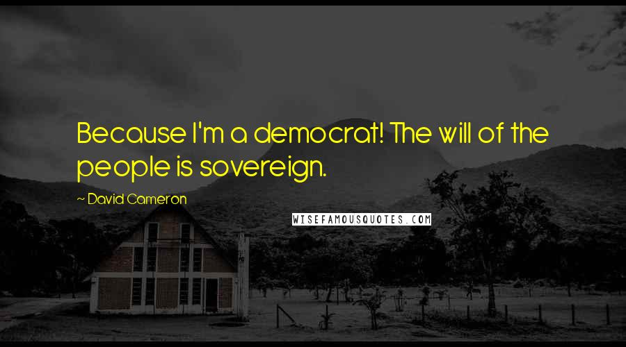 David Cameron Quotes: Because I'm a democrat! The will of the people is sovereign.