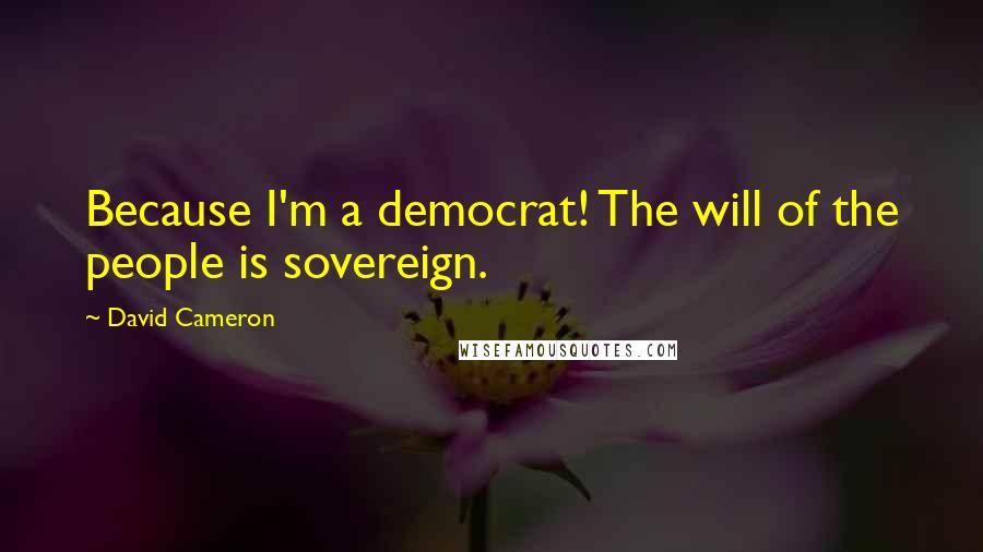 David Cameron Quotes: Because I'm a democrat! The will of the people is sovereign.