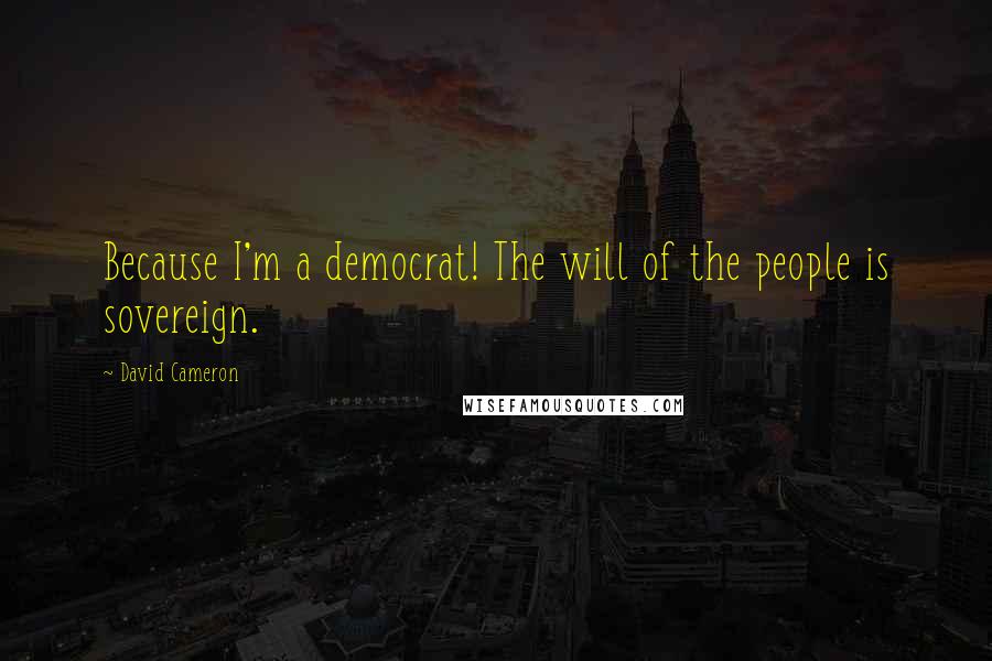 David Cameron Quotes: Because I'm a democrat! The will of the people is sovereign.