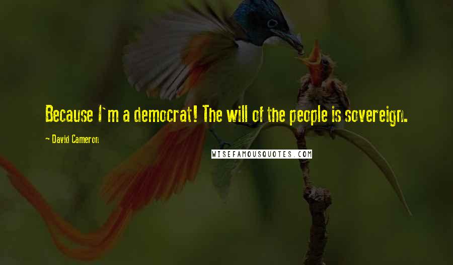 David Cameron Quotes: Because I'm a democrat! The will of the people is sovereign.