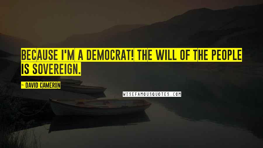 David Cameron Quotes: Because I'm a democrat! The will of the people is sovereign.