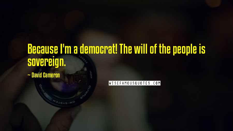 David Cameron Quotes: Because I'm a democrat! The will of the people is sovereign.