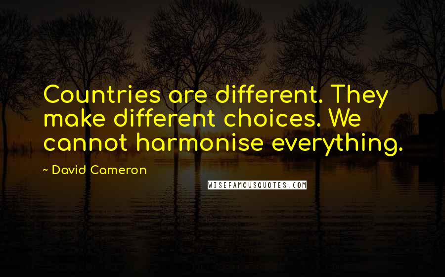 David Cameron Quotes: Countries are different. They make different choices. We cannot harmonise everything.