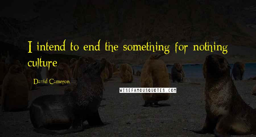 David Cameron Quotes: I intend to end the something for nothing culture