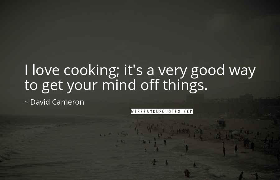 David Cameron Quotes: I love cooking; it's a very good way to get your mind off things.