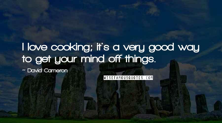 David Cameron Quotes: I love cooking; it's a very good way to get your mind off things.